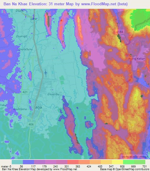 Ban Na Khae,Thailand Elevation Map