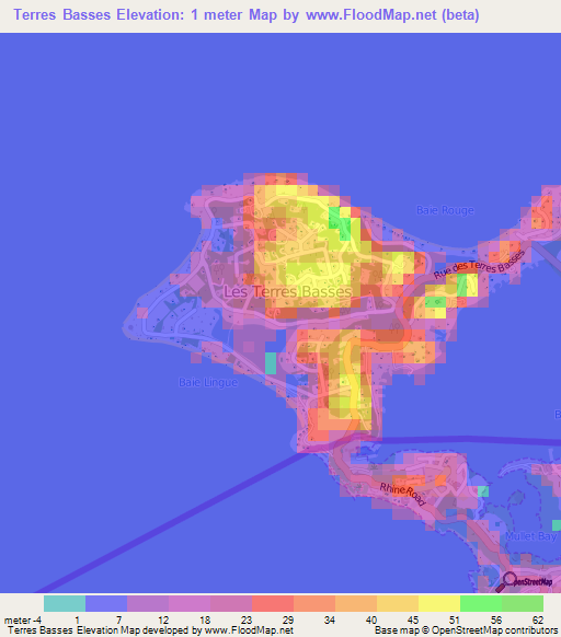 Terres Basses,Saint Martin Elevation Map