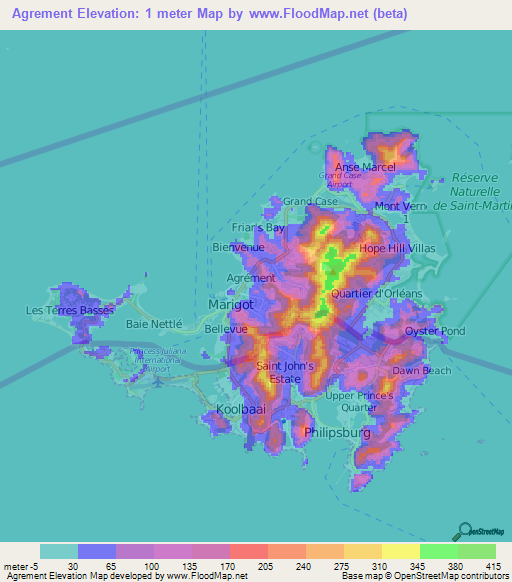 Agrement,Saint Martin Elevation Map