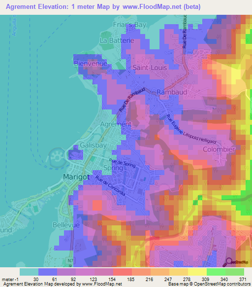 Agrement,Saint Martin Elevation Map