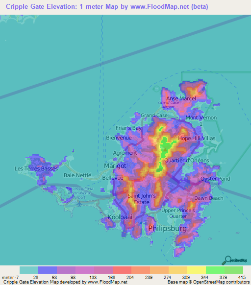 Cripple Gate,Saint Martin Elevation Map