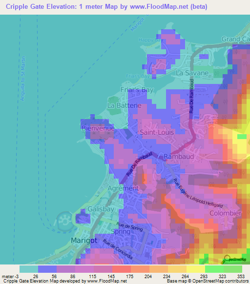 Cripple Gate,Saint Martin Elevation Map