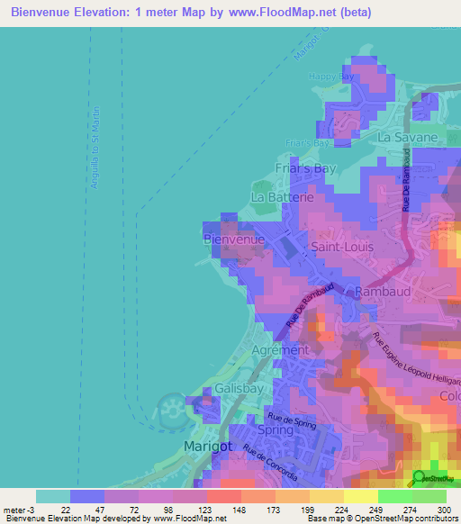 Bienvenue,Saint Martin Elevation Map