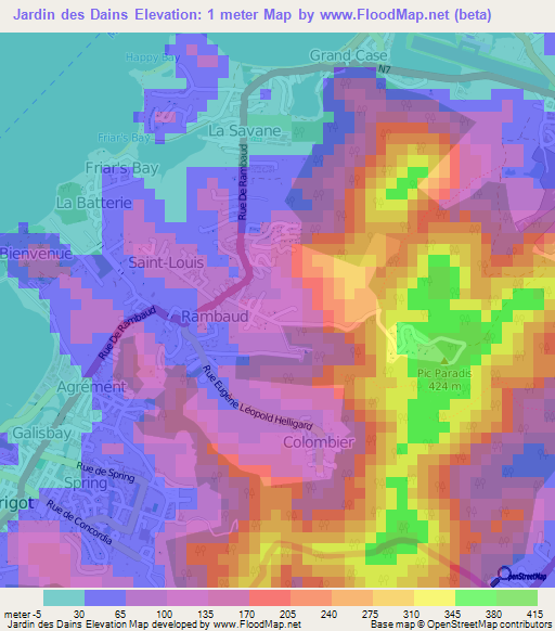 Jardin des Dains,Saint Martin Elevation Map