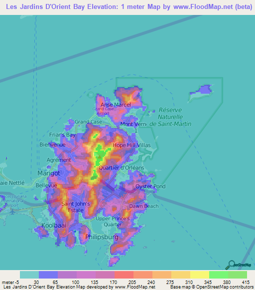 Les Jardins D'Orient Bay,Saint Martin Elevation Map