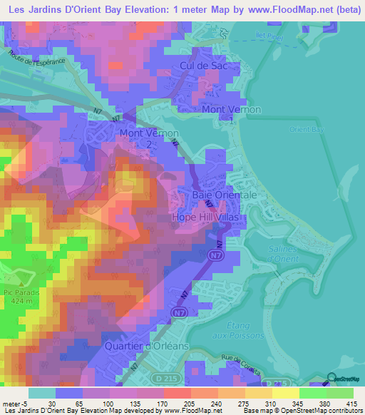 Les Jardins D'Orient Bay,Saint Martin Elevation Map