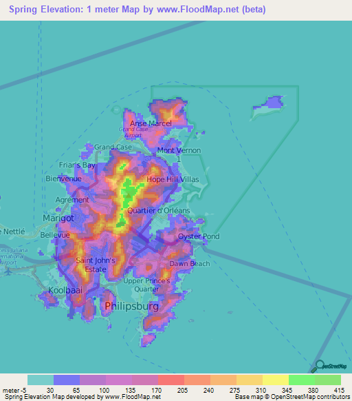 Spring,Saint Martin Elevation Map