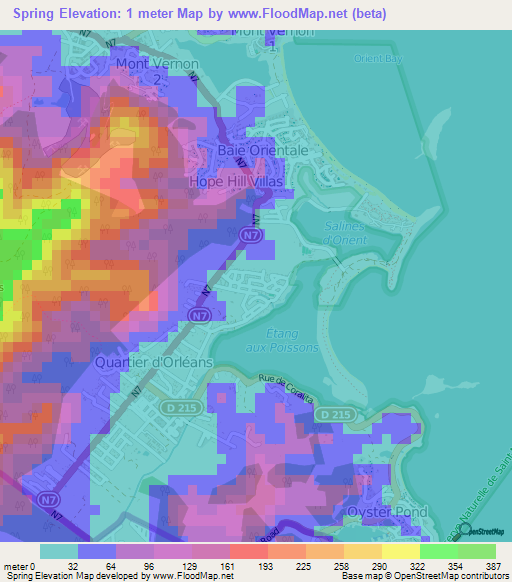 Spring,Saint Martin Elevation Map