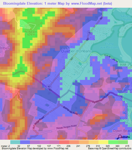 Bloomingdale,Saint Martin Elevation Map