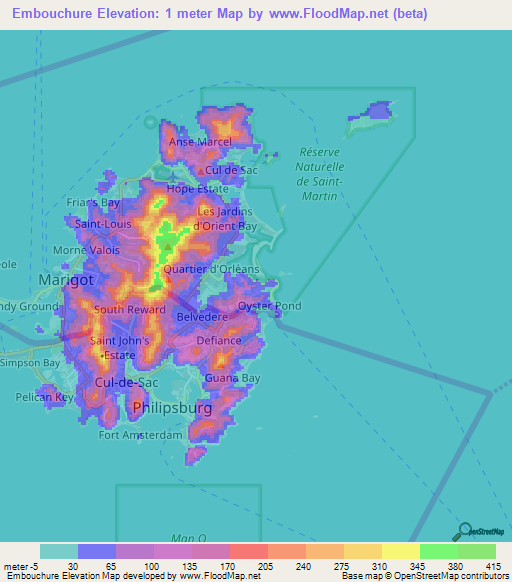 Embouchure,Saint Martin Elevation Map