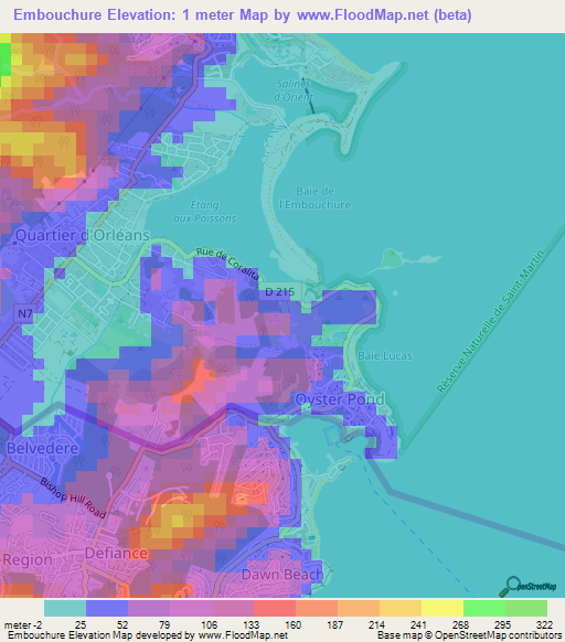 Embouchure,Saint Martin Elevation Map