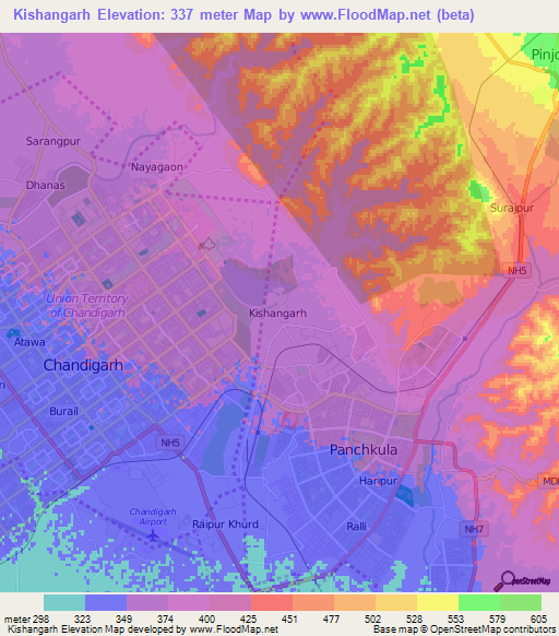 Kishangarh,India Elevation Map