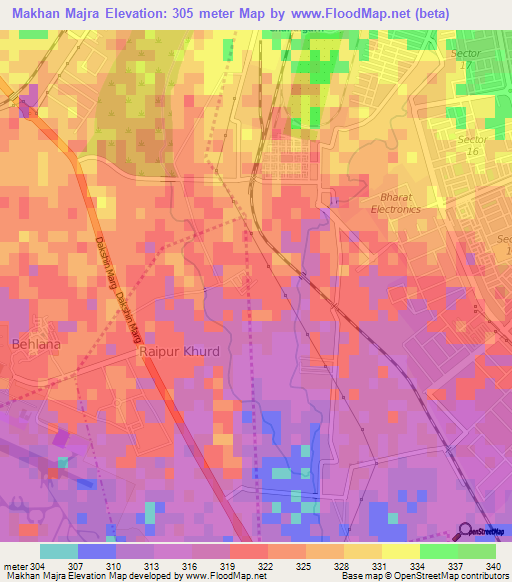 Makhan Majra,India Elevation Map