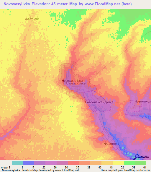 Novovasylivka,Ukraine Elevation Map