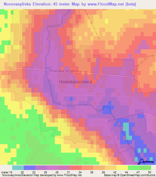 Novovasylivka,Ukraine Elevation Map