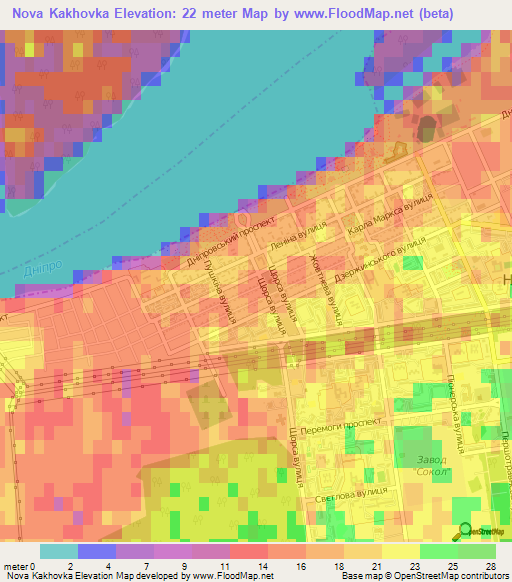 Nova Kakhovka,Ukraine Elevation Map