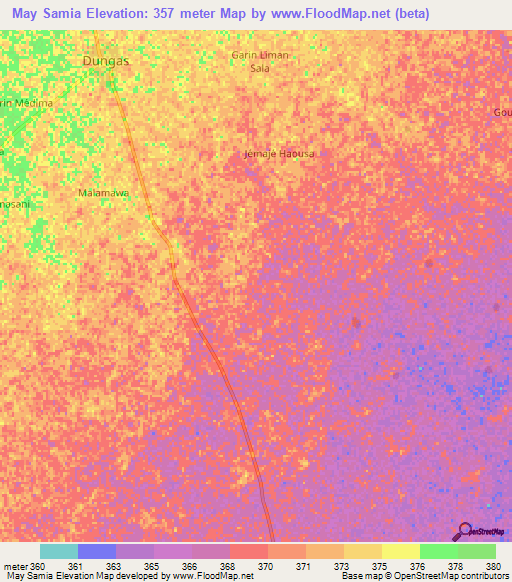 May Samia,Niger Elevation Map