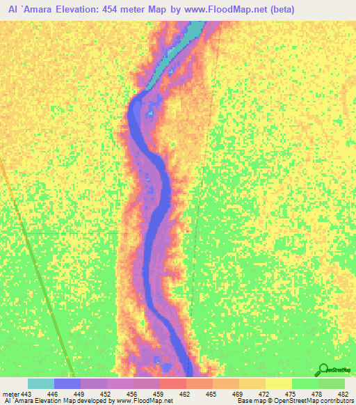 Al `Amara,Sudan Elevation Map