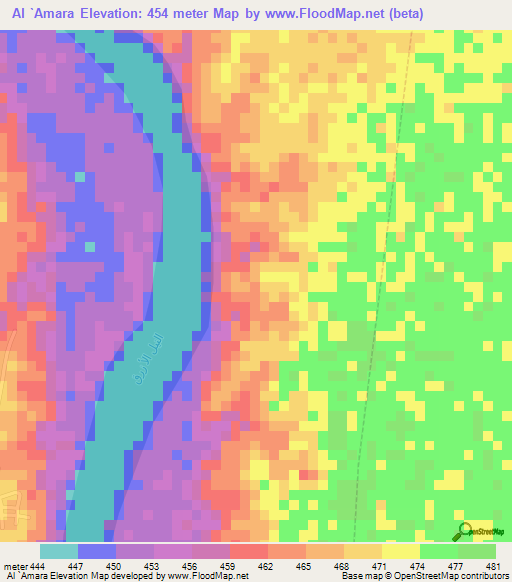 Al `Amara,Sudan Elevation Map