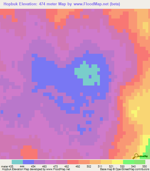 Hopbuk,Turkmenistan Elevation Map