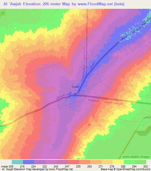 Al `Awjah,Iraq Elevation Map