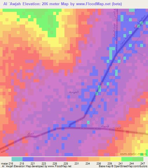 Al `Awjah,Iraq Elevation Map