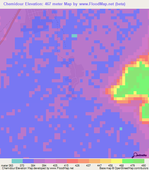 Chemidour,Niger Elevation Map