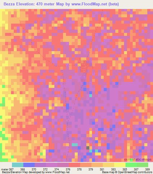 Bezza,Niger Elevation Map