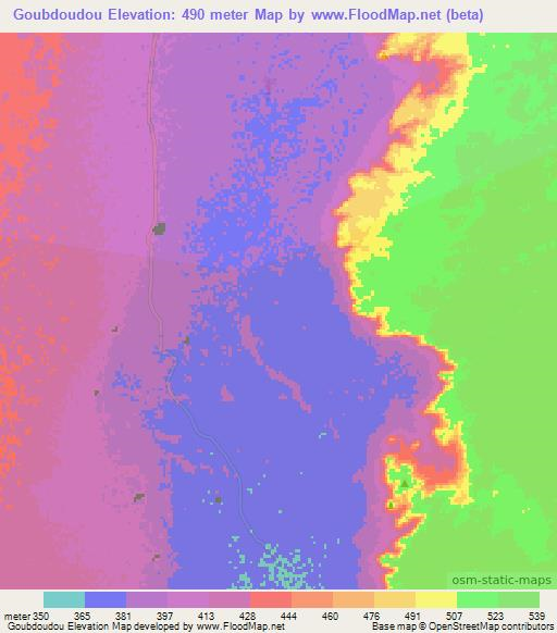 Goubdoudou,Niger Elevation Map