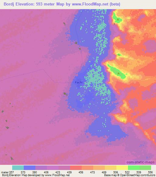 Bordj,Niger Elevation Map