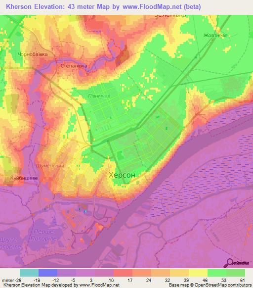 Kherson,Ukraine Elevation Map