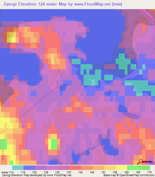 Zanogi,Russia Elevation Map