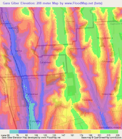 Gara Giber,Moldova Elevation Map