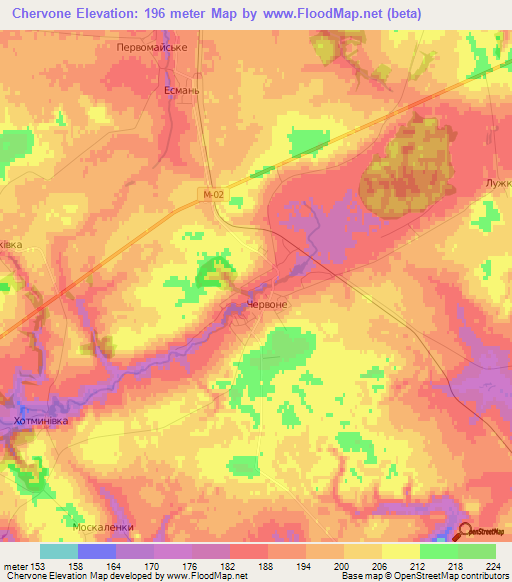 Chervone,Ukraine Elevation Map