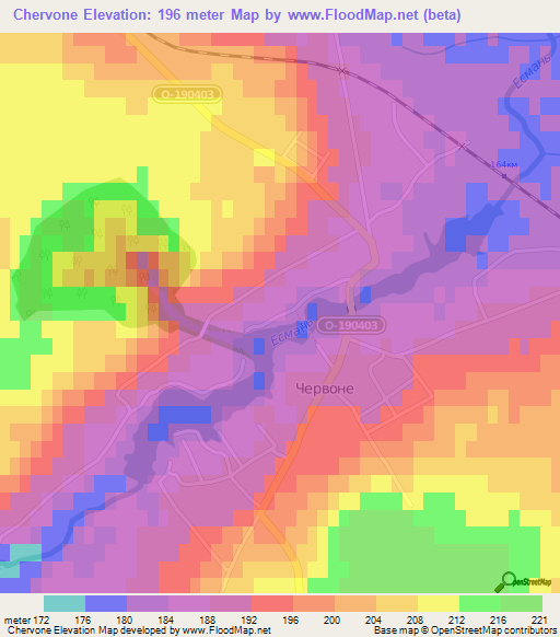 Chervone,Ukraine Elevation Map