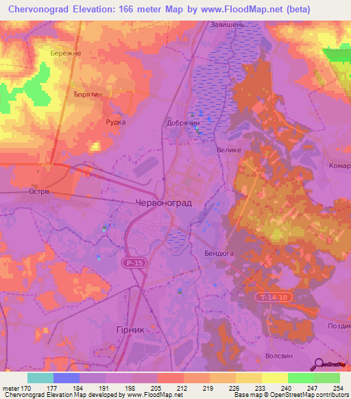Chervonograd,Ukraine Elevation Map