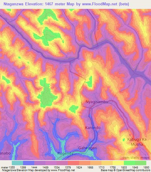 Ntaganzwa,Rwanda Elevation Map