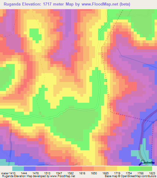 Ruganda,Rwanda Elevation Map