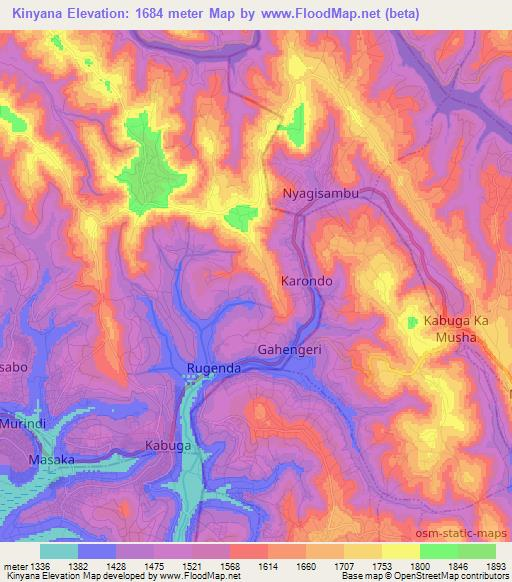 Kinyana,Rwanda Elevation Map