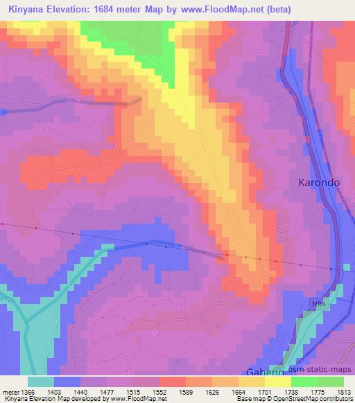 Kinyana,Rwanda Elevation Map