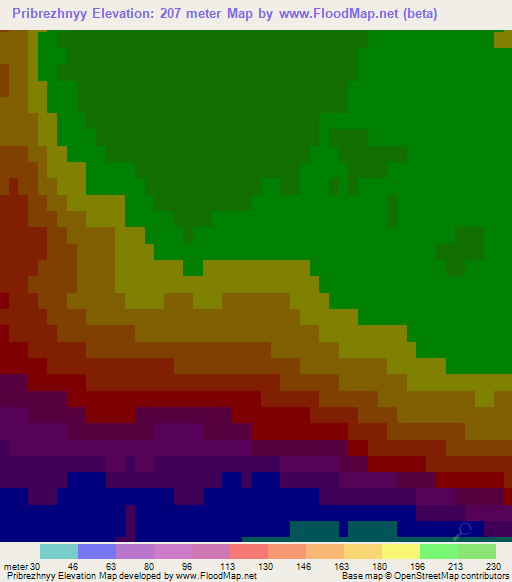 Pribrezhnyy,Russia Elevation Map