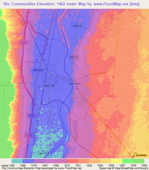 Rio Communities,US Elevation Map