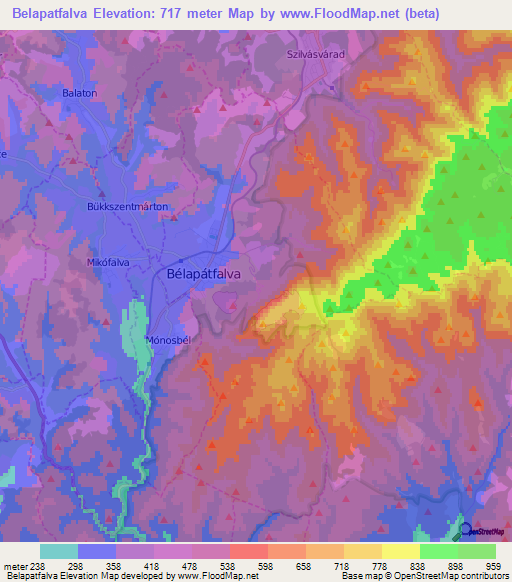 Belapatfalva,Hungary Elevation Map