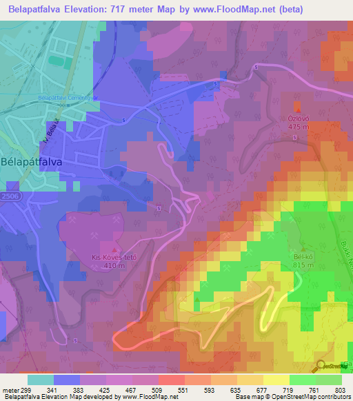 Belapatfalva,Hungary Elevation Map