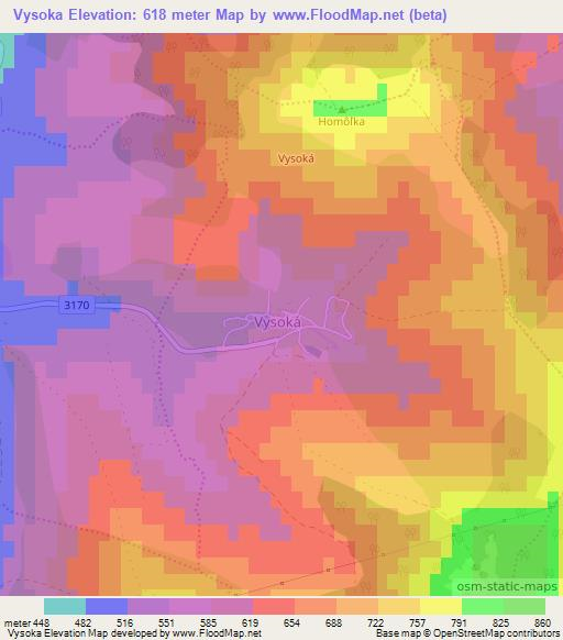 Vysoka,Slovakia Elevation Map