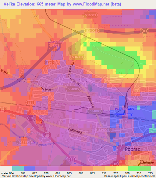 Vel'ka,Slovakia Elevation Map