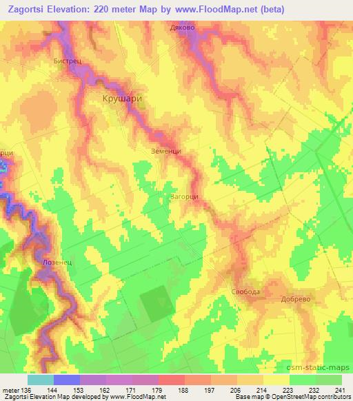 Zagortsi,Bulgaria Elevation Map