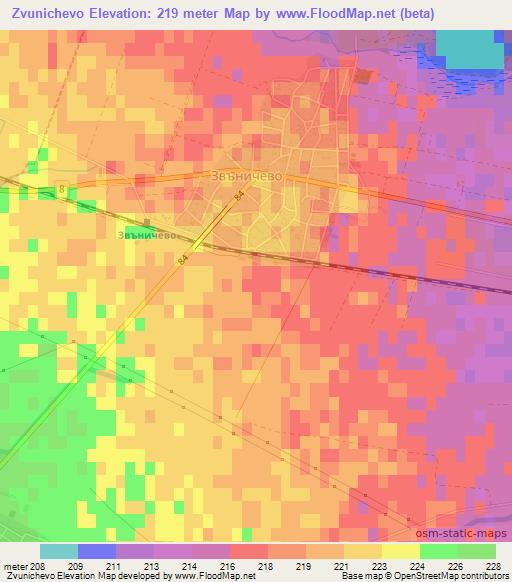 Zvunichevo,Bulgaria Elevation Map
