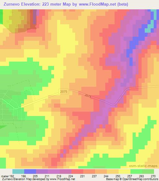 Zurnevo,Bulgaria Elevation Map