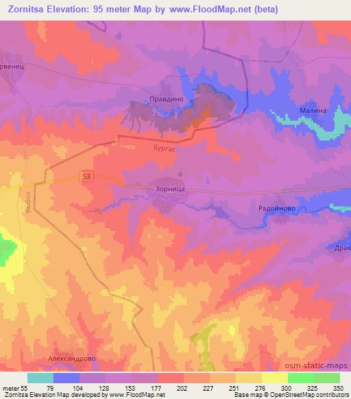 Zornitsa,Bulgaria Elevation Map